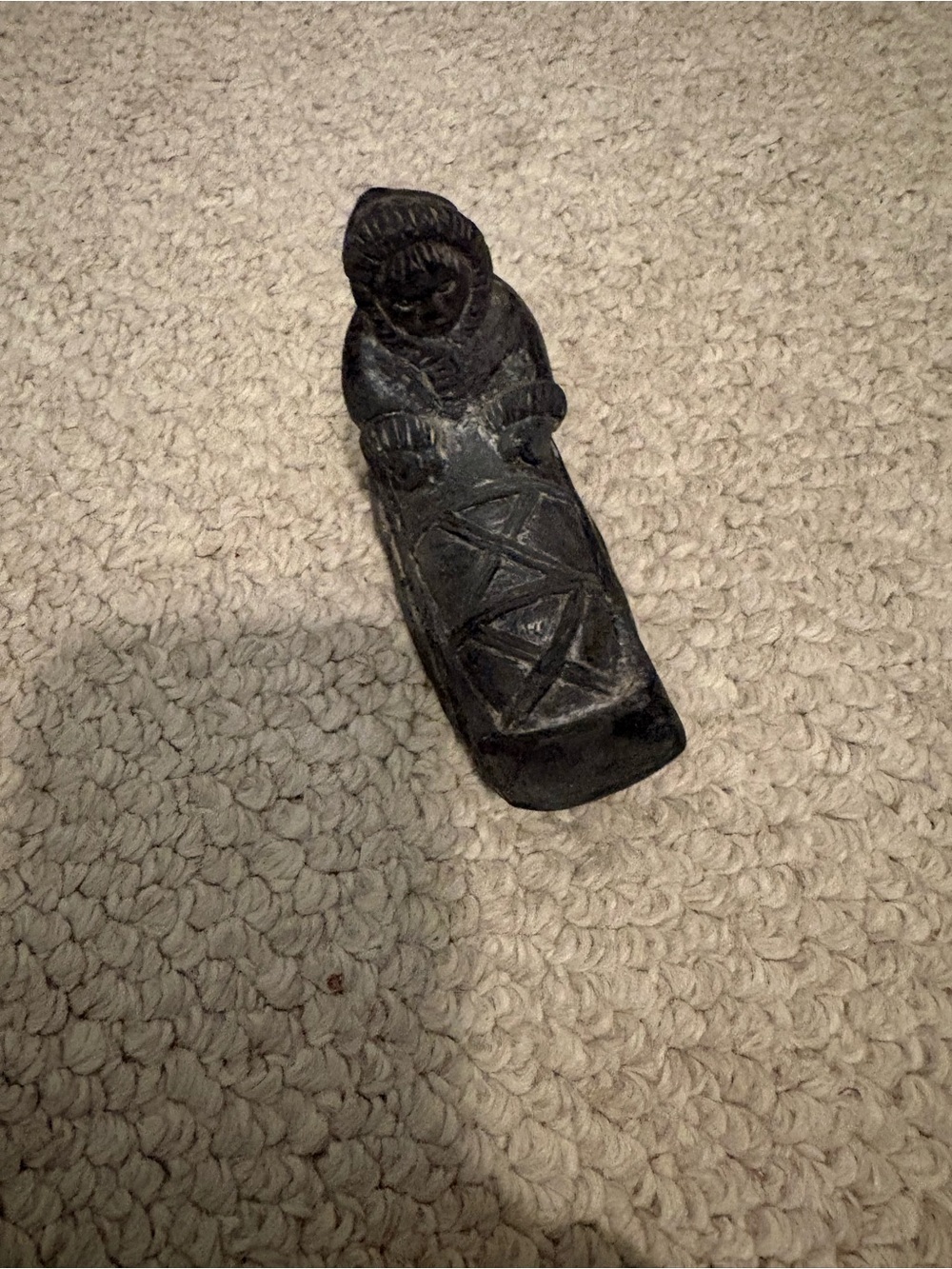 Vintage Black Hand-Carved Sledder Figurine Decorative Sculpture
